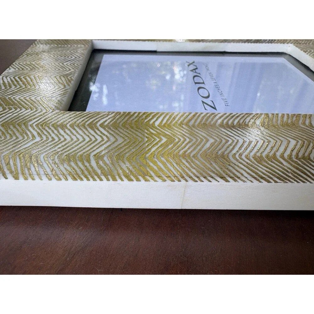 Zodax 5x7 Gold Chevron Herringbone Picture Frame